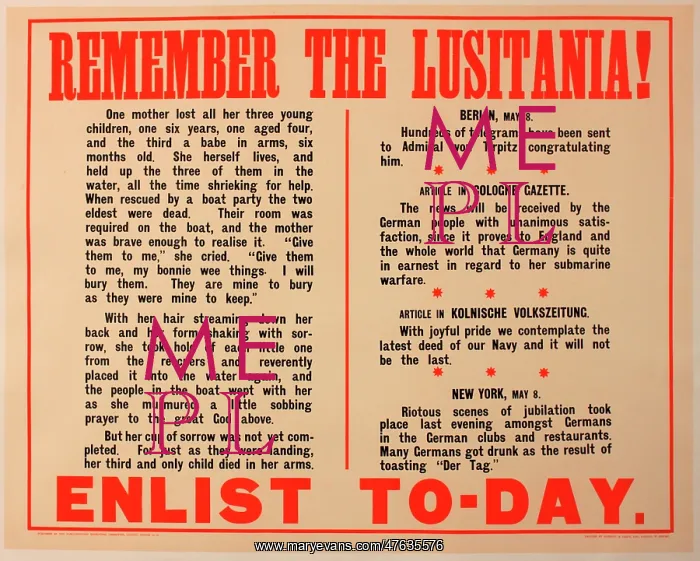  : WWI Poster, Remember the Lusitania!