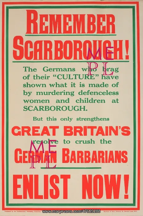 : WWI Poster, Remember Scarborough! : WWI Poster, Remember Scarborough!