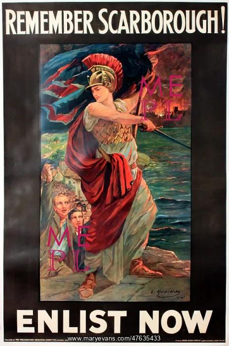 : WWI Poster, Remember Scarborough! Enlist Now : WWI Poster, Remember Scarborough! Enlist Now