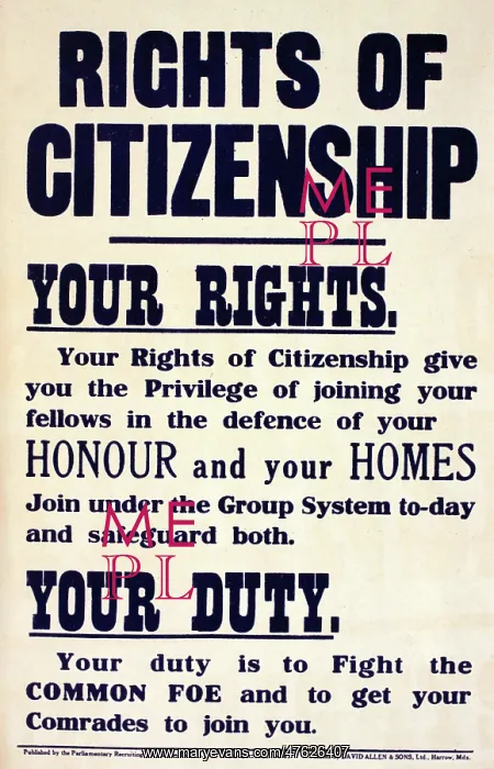 : WWI Poster, Rights of Citizenship : WWI Poster, Rights of Citizenship