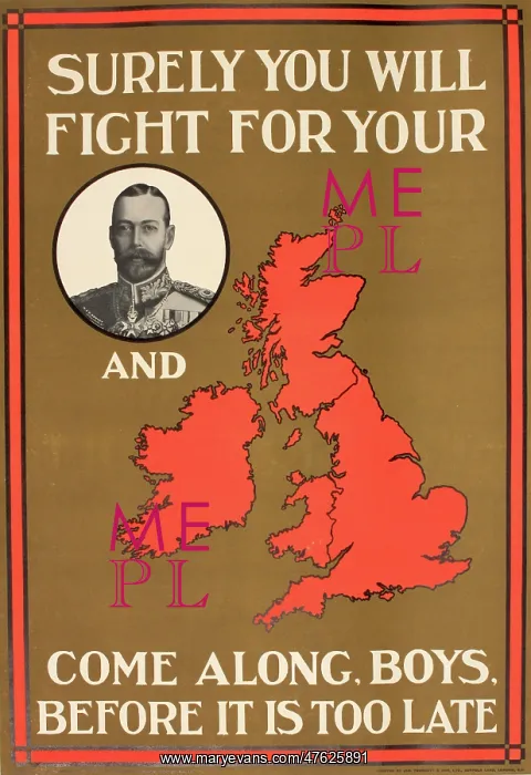 : WWI Poster, Surely you will fight : WWI Poster, Surely you will fight