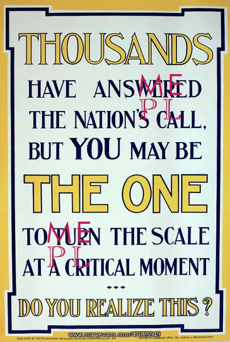 : WWI Poster, Thousands have answered the nation's call : WWI Poster, Thousands have answered the nation's call
