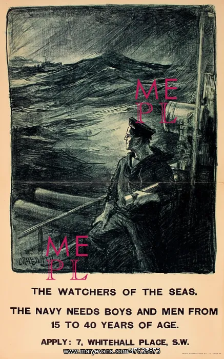 : WWI Poster, The Watchers of the Seas : WWI Poster, The Watchers of the Seas