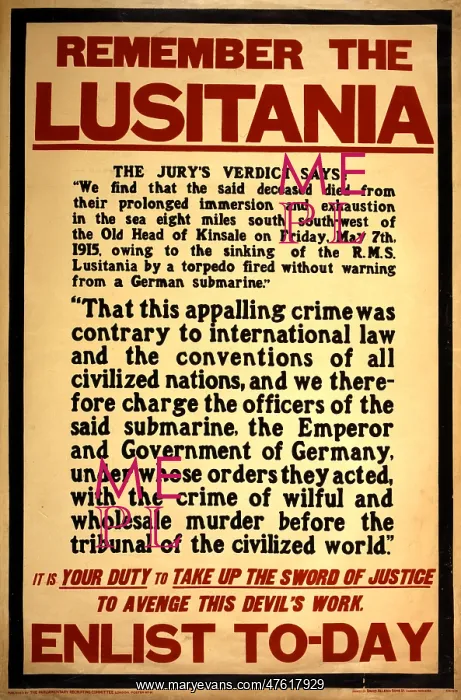: WWI, Remember the Lusitania : WWI, Remember the Lusitania