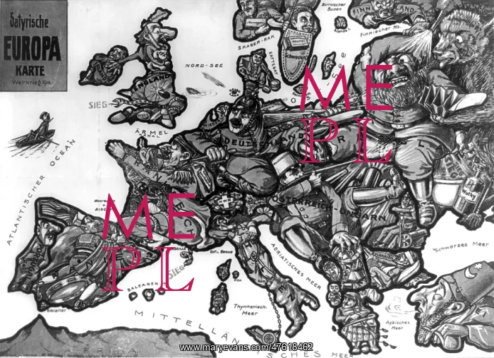 : WWI, Satirical War Map of Europe, 1914 : WWI, Satirical War Map of Europe, 1914