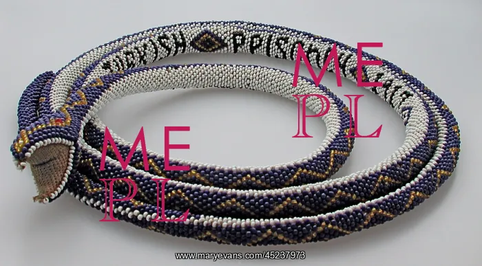 : WWI Turkish blue POW beadwork snake : WWI Turkish blue POW beadwork snake