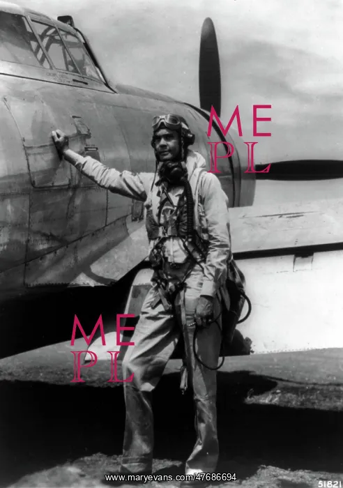 : WWII, Col. Benjamin O. Davis Jr. Beside P-47 Thunderbolt, 19 : WWII, Col. Benjamin O. Davis Jr. Beside P-47 Thunderbolt, 19