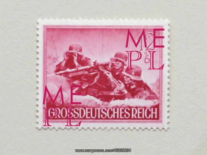: WWII German postage stamp of machine gunners : WWII German postage stamp of machine gunners