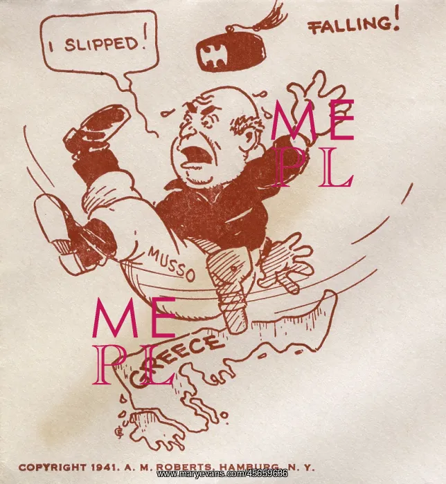 : WWII - Mussolini slips up invading Greece - First Day Cover : WWII - Mussolini slips up invading Greece - First Day Cover