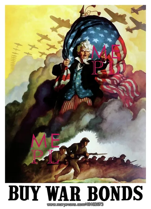 : WWII poster of Uncle Sam holding an American : WWII poster of Uncle Sam holding an American