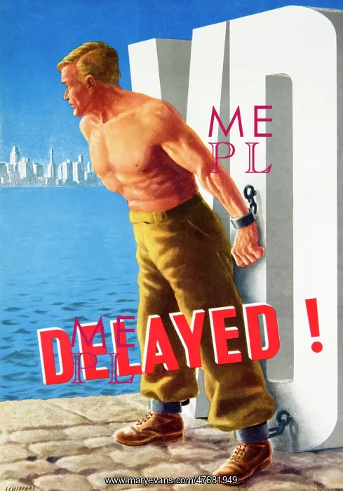 : WWII STD Poster, Delayed! VD : WWII STD Poster, Delayed! VD