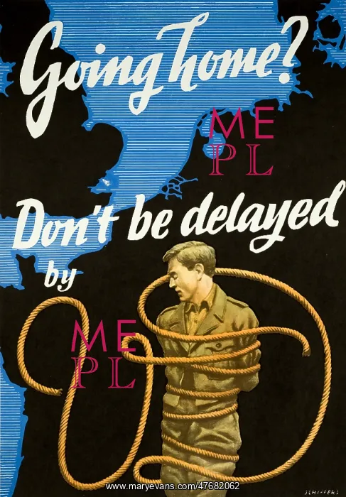 : WWII STD Poster, Don't Be Delayed by VD : WWII STD Poster, Don't Be Delayed by VD