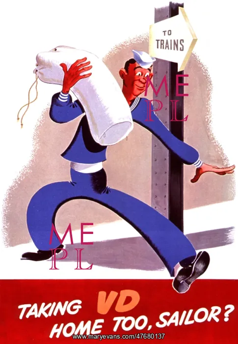 : WWII STD Poster, Taking VD Home Too, Sailor? : WWII STD Poster, Taking VD Home Too, Sailor?