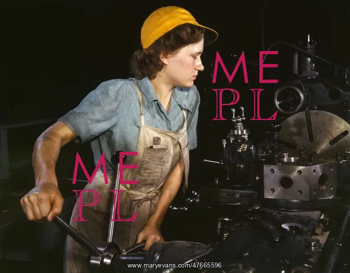 : WWII, Woman Using Lathe Machine, 1942 : WWII, Woman Using Lathe Machine, 1942