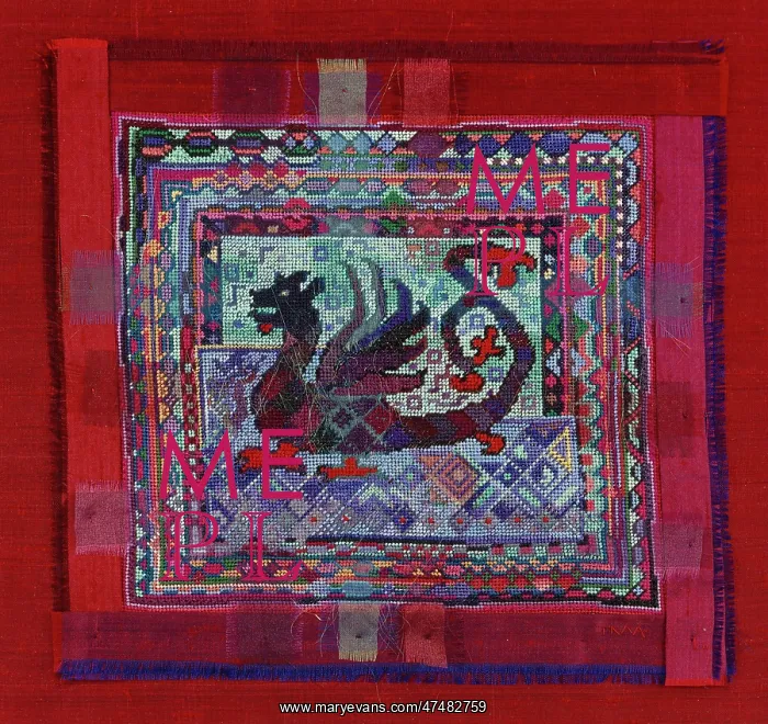 : Wyvern – on crimson (embroidery)