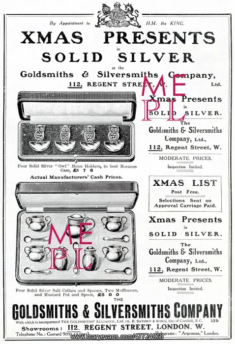 : Xmas presents in solid silver, Goldsmiths & Silversmiths Co : Xmas presents in solid silver, Goldsmiths & Silversmiths Co