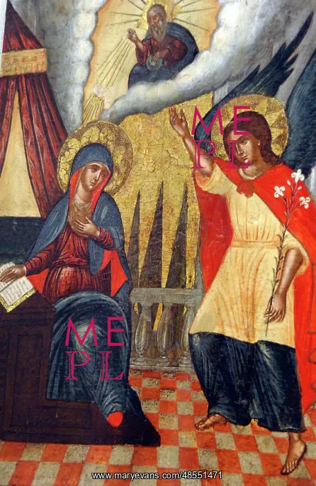  : XVIth century icon depicting the Annunciation. Italo-Cretan