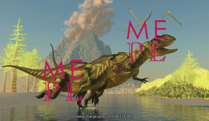 : Yangchuanosaurus dinosaurs running across a stream as a ? : Yangchuanosaurus dinosaurs running across a stream as a ?