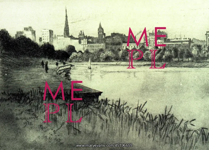 : Yarraside. An etching showing a waterside platform of Yarraside : Yarraside. An etching showing a waterside platform of Yarraside