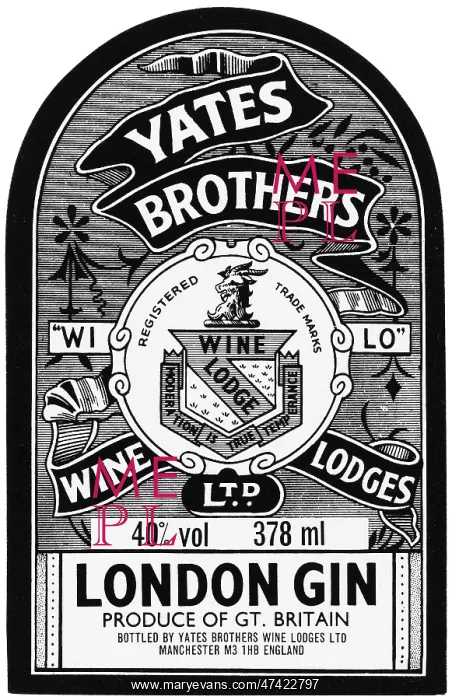  : Yates Brothers London Gin Label