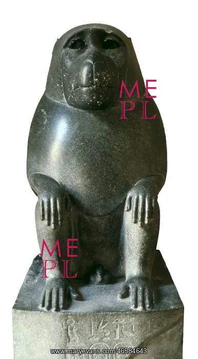 : Yellow Baboon. ca. 341 BC. Made in granite for : Yellow Baboon. ca. 341 BC. Made in granite for