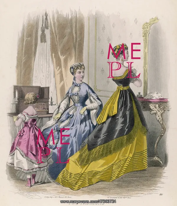 : Yellow - Black Dress 1868 : Yellow - Black Dress 1868