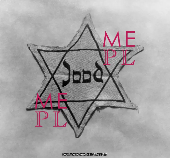 : Yellow and black star which the Jews were required : Yellow and black star which the Jews were required