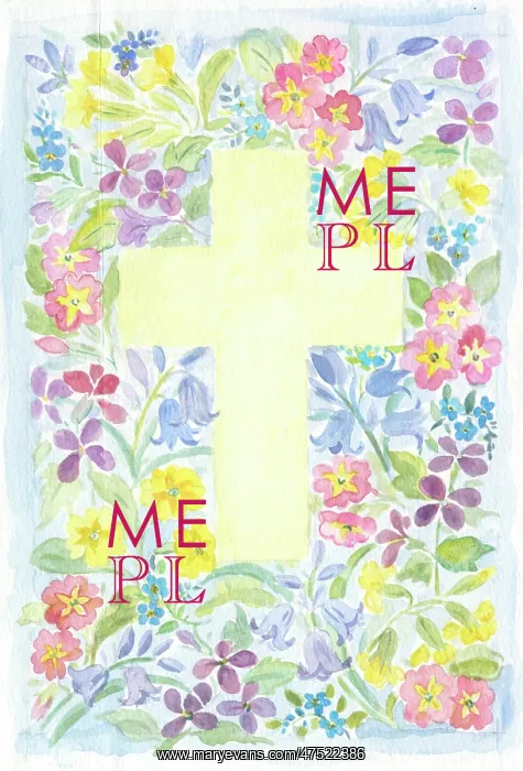 : Yellow Easter cross with primulas, bluebells etc : Yellow Easter cross with primulas, bluebells etc