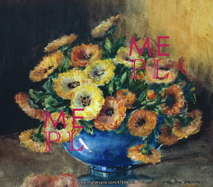 : Yellow and Orange Asters in a Vase : Yellow and Orange Asters in a Vase