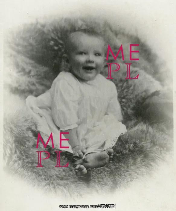 : A young baby on a fur-covered seat : A young baby on a fur-covered seat