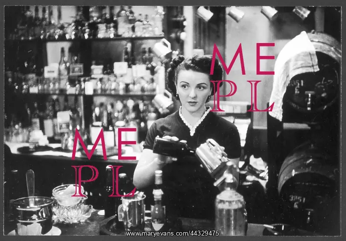 : Young barmaid at work in a Soho pub, London : Young barmaid at work in a Soho pub, London