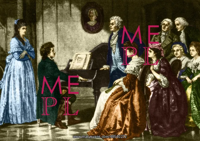 : Young Beethoven Playing for Mozart, 1787 : Young Beethoven Playing for Mozart, 1787