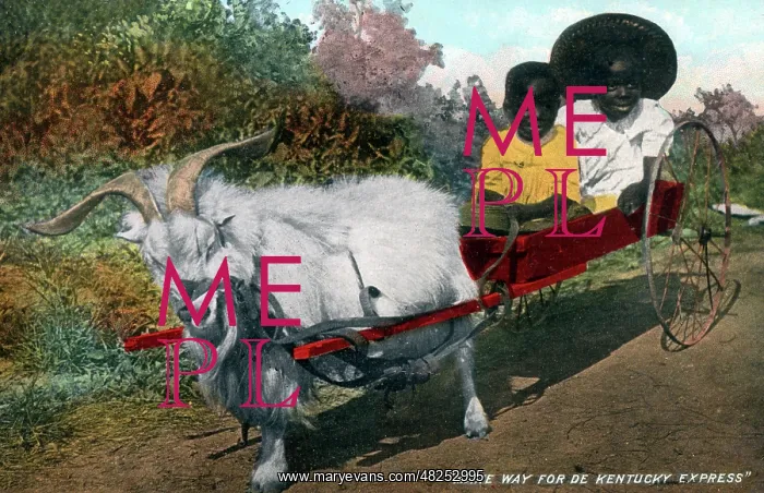 : Two Young Black children in a goat cart : Two Young Black children in a goat cart