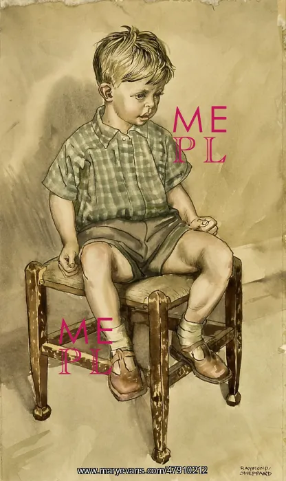 : A young boy sitting on a stool : A young boy sitting on a stool