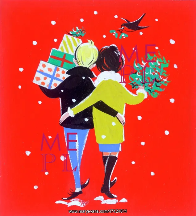 : Young Couple carrying Christmas parcels : Young Couple carrying Christmas parcels