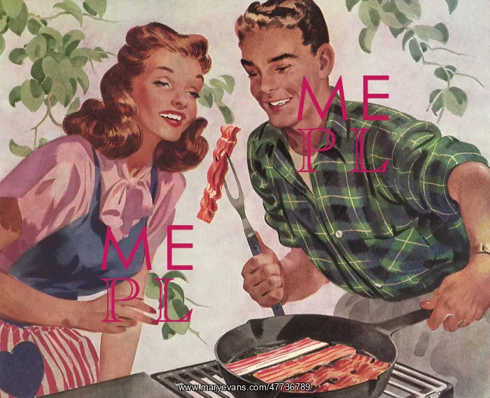  : Young Couple cooks Bacon