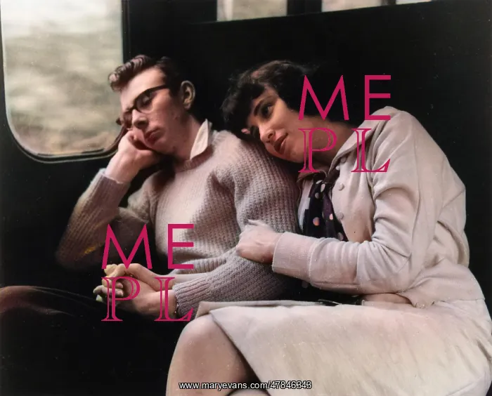  : Young couple relaxing in a train compartment