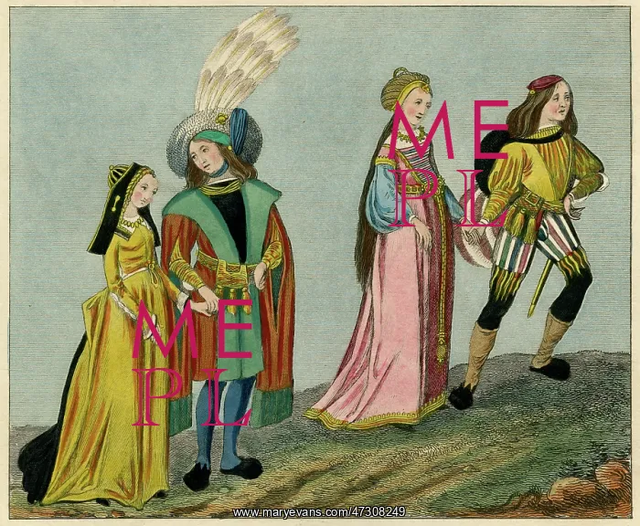 : Two Young Couples 15th century : Two Young Couples 15th century