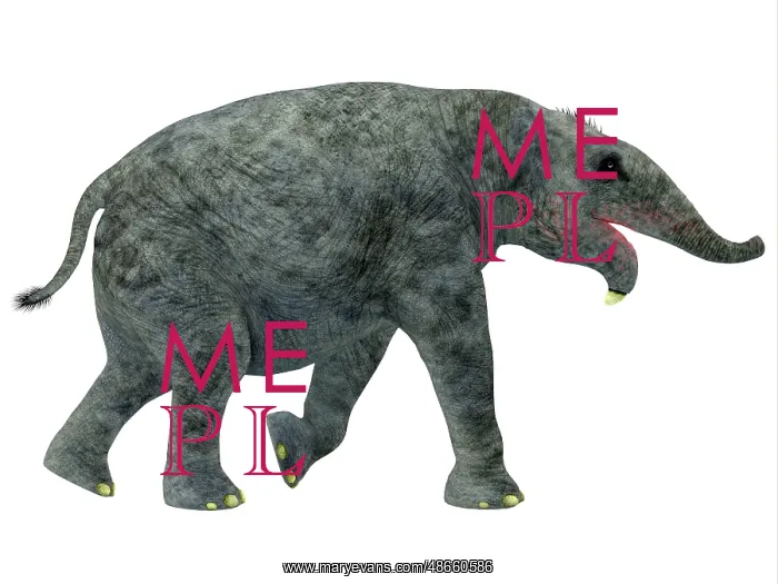 : A young Deinotherium mammal, side profile : A young Deinotherium mammal, side profile