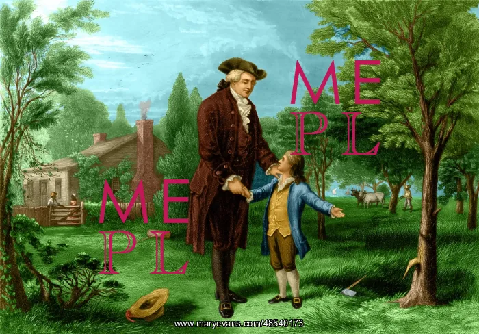 : Young George Washington and Cherry Tree, 1738 : Young George Washington and Cherry Tree, 1738