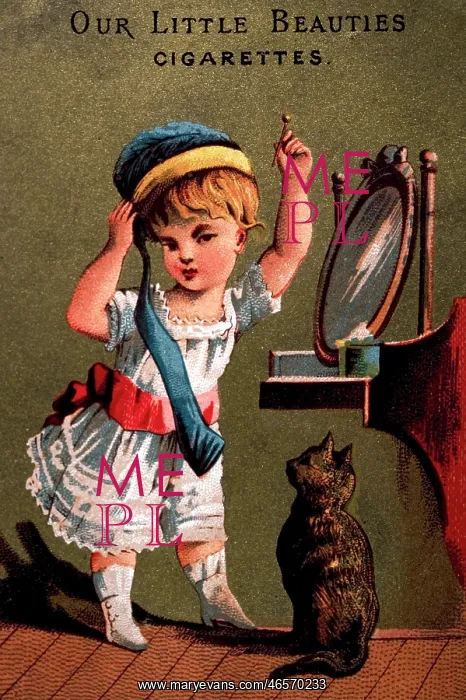 : Young Girl With Cap and Cat : Young Girl With Cap and Cat