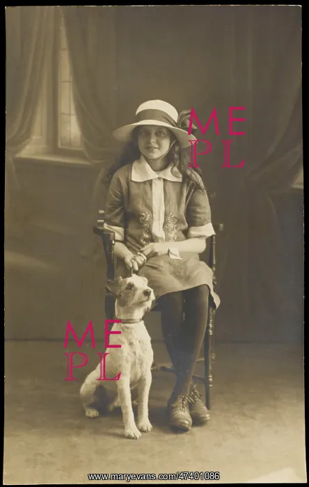 : YOUNG GIRL AND DOG : YOUNG GIRL AND DOG