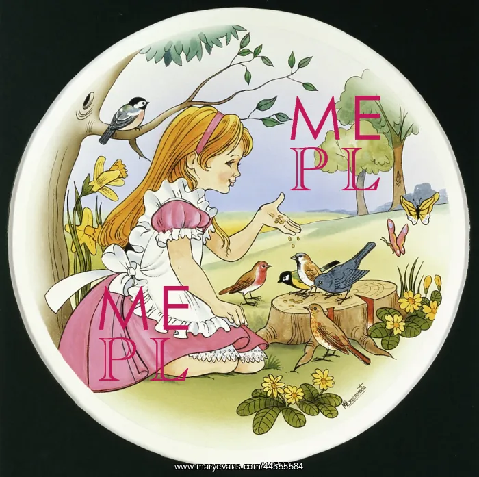 : A young girl feeds the birds : A young girl feeds the birds