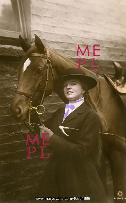 : A young girl with her horse : A young girl with her horse