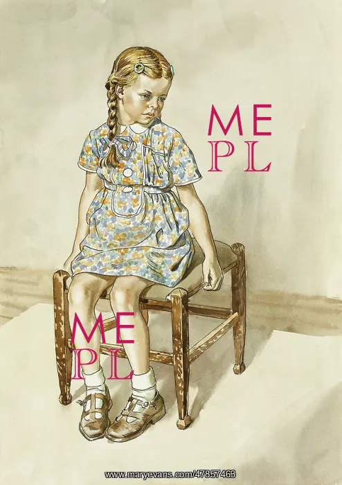 : Young girl sitting on stool : Young girl sitting on stool