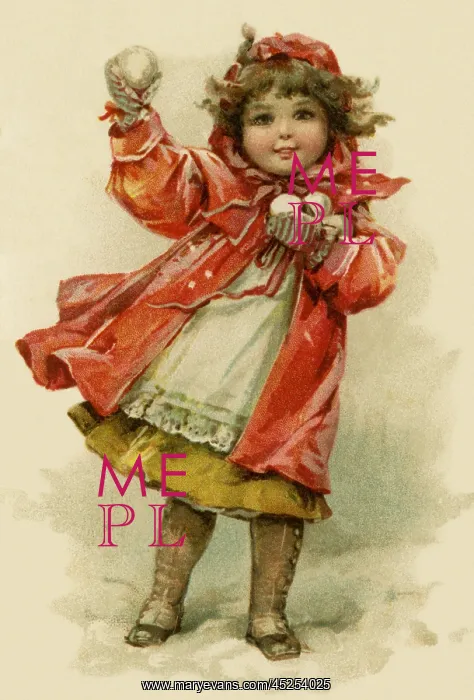 : Young girl with snowballs : Young girl with snowballs