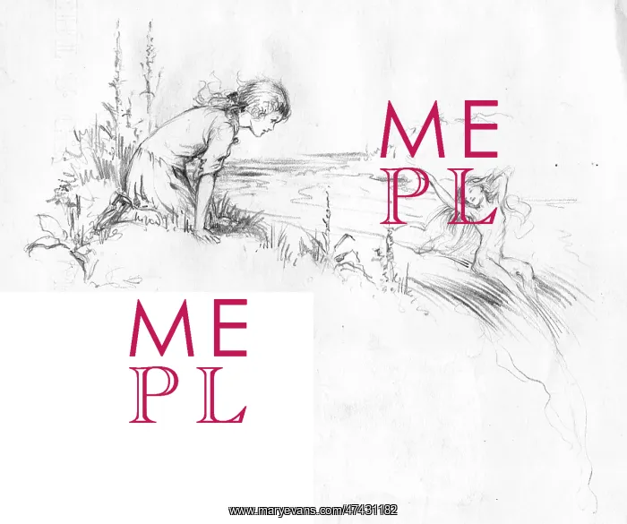  : A young girl watching a sprite bathing in a stream