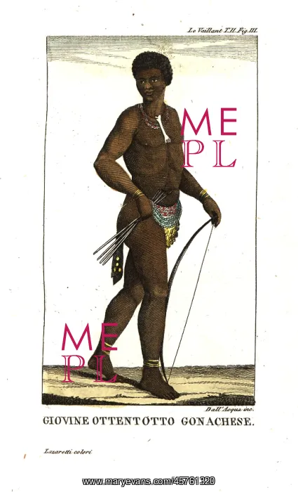 : Young Gonaqua man, with bow and arrows, of : Young Gonaqua man, with bow and arrows, of