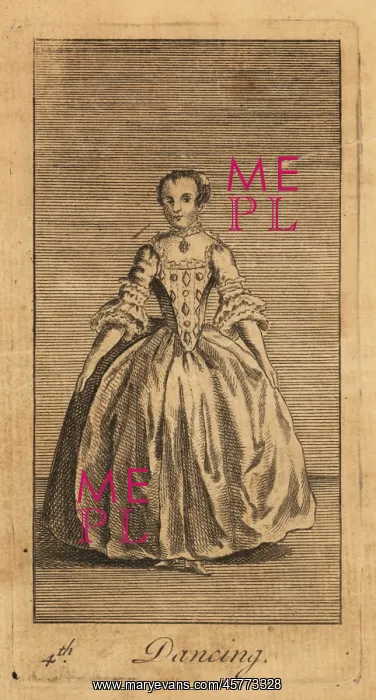 : Young lady dancing in a room, 18th century : Young lady dancing in a room, 18th century