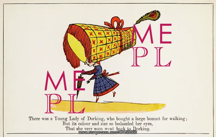 : Young Lady of Dorking, Edward Lear : Young Lady of Dorking, Edward Lear